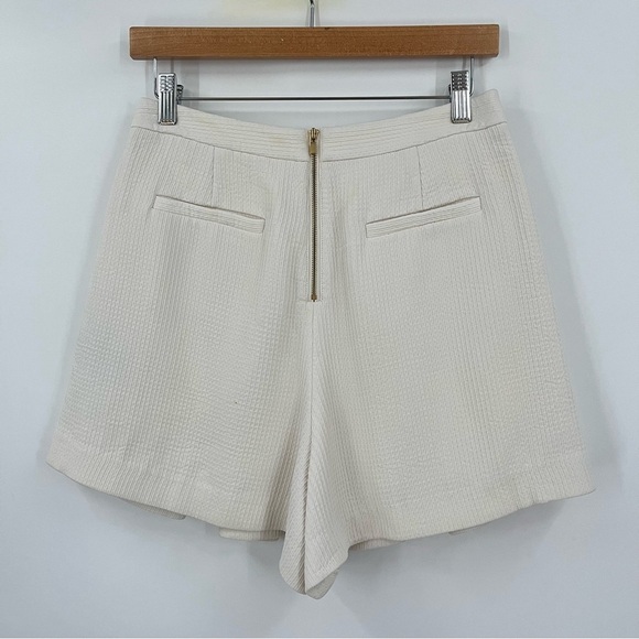 Tibi 6 pleated skort ivory textured mini 0518 zipper pockets - Picture 5 of 9